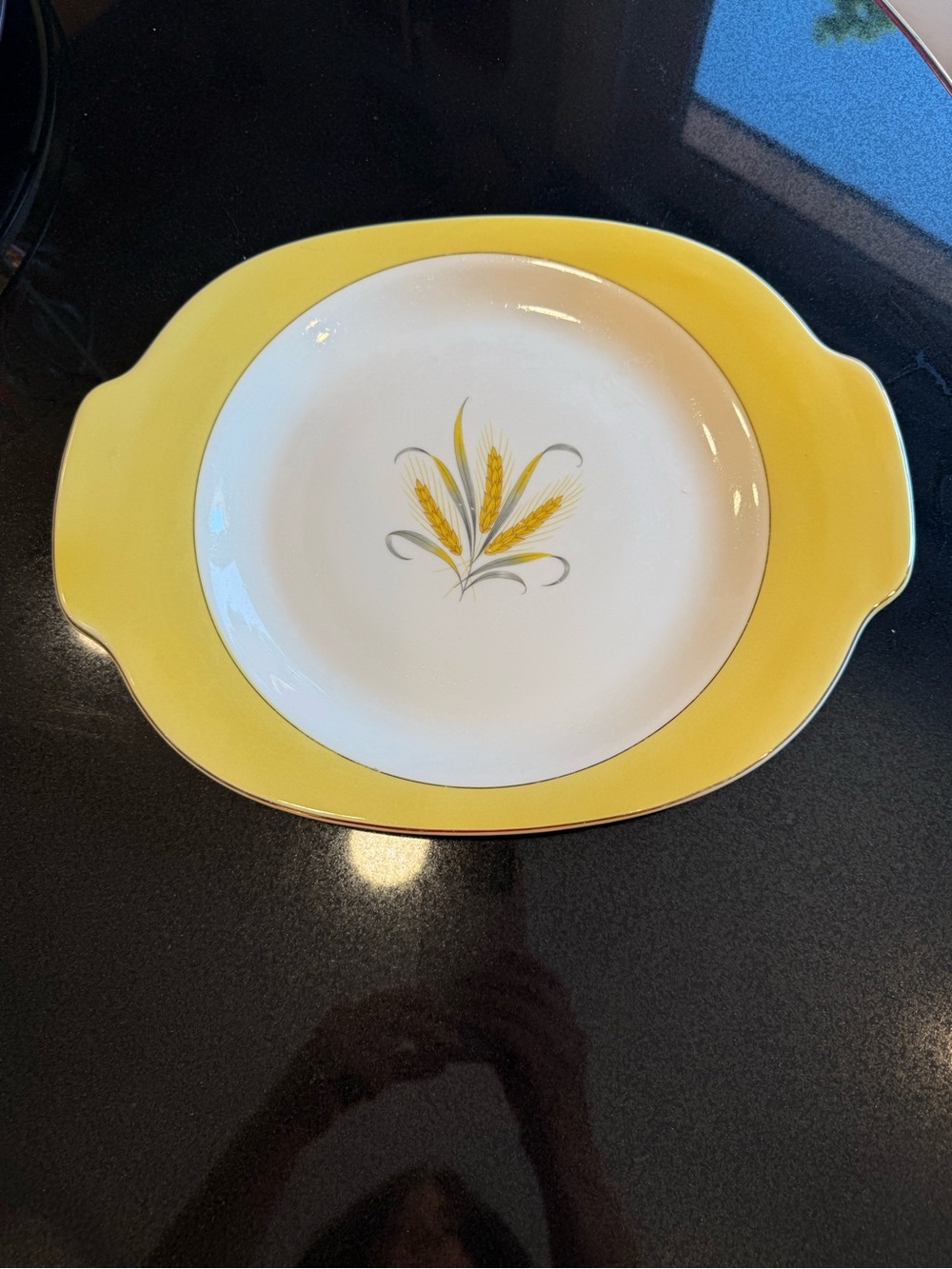 Yellow Wheat Motif Ceramic Serving Platter